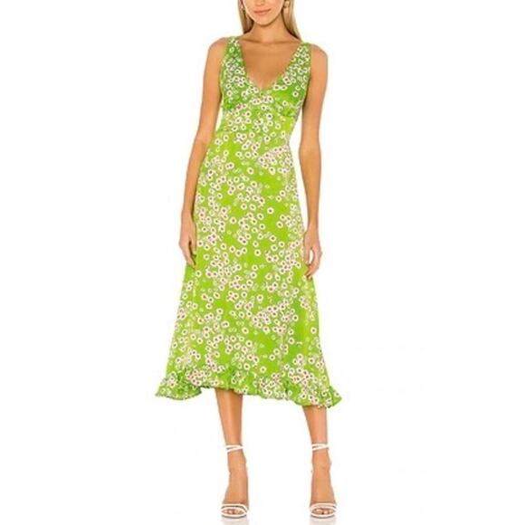 Faithfull Le Bon Floral & Apple Green Emili Dress - S - Picture 1 of 9